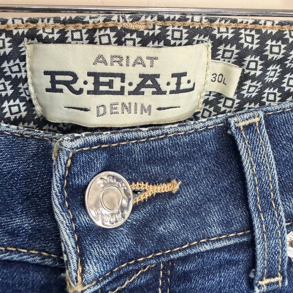 Ariat R.E.A.L Abby Womens 30 Blue Denim Straight Jeans Classic Fit Western Style - Picture 3 of 13